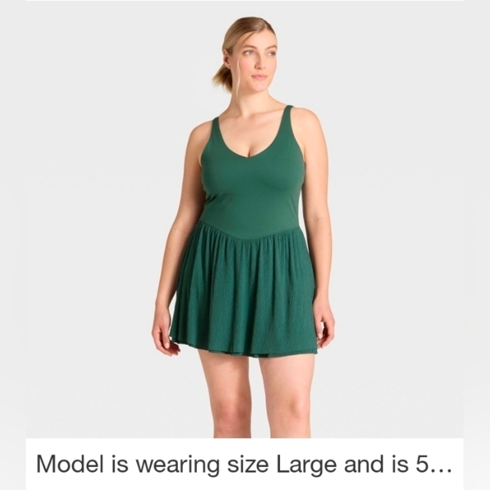 All In Motion Women's Knit Plisse Active Dress Dark Green